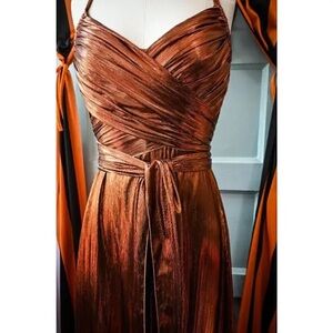 LIBERTY HI-LO COPPER METALLIC KNIT DRESS by Wax Poetic size XL